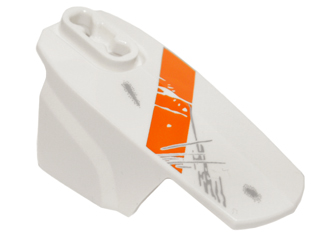 [P 90638pb05 (White)] Hero Factory Armor with Ball Joint Socket - Size 6 with Orange Diagonal Stripe and Scratches Pattern (Clone Commander Cody)