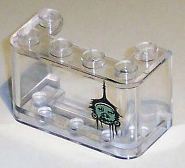 [P 4594px1 (Trans-Clear)] Windscreen 2 x 4 x 2 Vertical with Sand Green Shrunken Head with Black Hair Pattern
