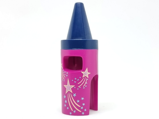 [P 48544pb02 (Magenta)] Minifigure, Headgear Head Cover, Costume Crayon with Molded Dark Blue Tip and Gold and Metallic Light Blue Stars Pattern (BAM)