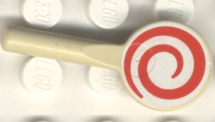 [P 3900pb02 (Tan)] Minifigure, Utensil Signal Paddle with Red and White Spiral Pattern