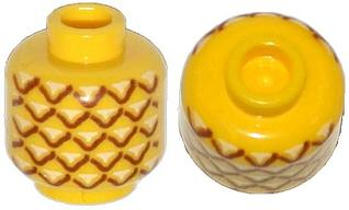 [P 3626pb1018 (Yellow)] Minifigure, Head without Face with Pineapple Pattern