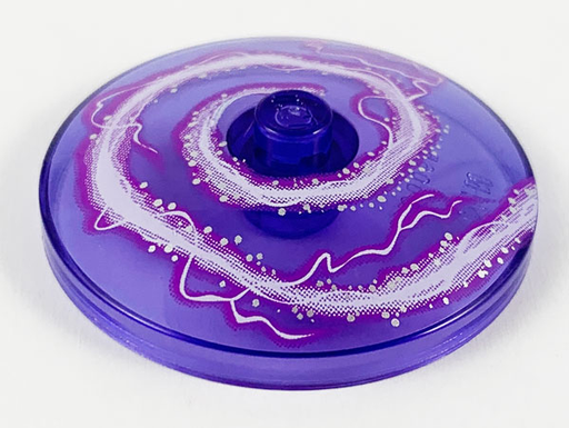 [P 3960px2 (Trans-Purple)] Dish 4 x 4 Inverted (Radar) with Solid Stud with White Electrical Spiral Pattern