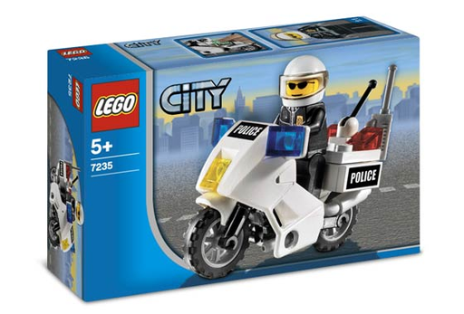 [S 7235-1 (No Colour)] Police Motorcycle - Black/Green Sticker Version