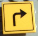 [P 30258pb005 (Yellow)] Road Sign 2 x 2 Square with Clip with Arrow Right Turn Pattern