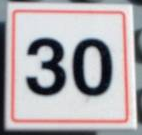 [P 30258pb004 (White)] Road Sign 2 x 2 Square with Clip with Black '30' Pattern