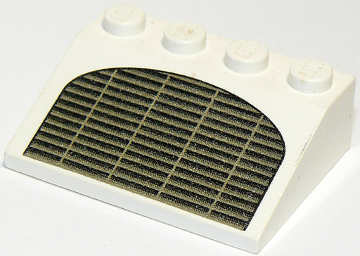 [P 3297px4 (White)] Slope 33 3 x 4 with Black and Dark Gray Horizontal Grille Pattern