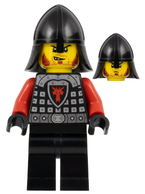 [M cas518a (No Colour)] Castle - Dragon Knight Scale Mail with Dragon Shield and Shoulder Armor, Helmet with Neck Protector, Angry Scowl