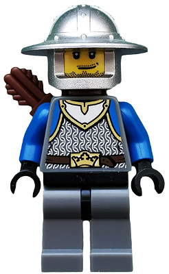[M cas531 (No Colour)] Castle - King's Knight Scale Mail, Crown Belt, Helmet with Broad Brim, Quiver, Smirk and Stubble Beard