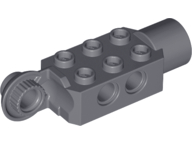 [P 47432 (Dark Bluish Gray)] Technic, Brick Modified 2 x 3 with Pin Holes, Rotation Joint Ball Half Vertical, and Rotation Joint Socket