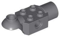 [P 47452 (Dark Bluish Gray)] Technic, Brick Modified 2 x 2 with Pin Hole, Rotation Joint Ball Half Horizontal, and Rotation Joint Socket
