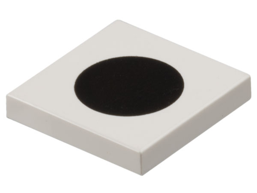 [P 3068p17 (White)] Tile 2 x 2 with Black Circle Small Pattern