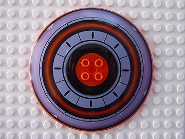 [P 50990apb01 (Trans-Neon Orange)] Dish 10 x 10 Inverted (Radar) - Hollow Studs with Black and Gray Concentric Circles Pattern