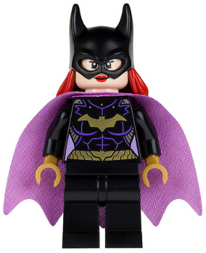 [M sh0092 (No Colour)] Batgirl - Minifigure, Black Suit, Lavender Cape