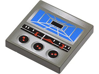 [P 3068pb0071 (Dark Bluish Gray)] Tile 2 x 2 with Alpha Team Arctic Blue Rectangle Grid Display Pattern