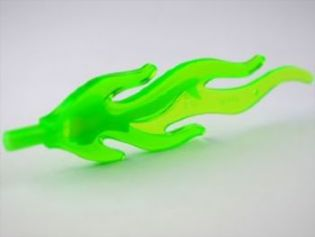 [P 85959pb04 (Trans-Bright Green)] Wave Rounded Straight Large with Bar End (Flame) with Marbled Glow In Dark White Pattern