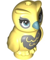 [P 21333pb04 (Bright Light Yellow)] Owl, Mini Doll Style with Metallic Light Blue Beak and Silver on Chest, Back, and Around Eyes Pattern
