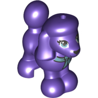 [P 11575pb03 (Dark Purple)] Dog, Mini Doll Style, Poodle with Metallic Light Blue Eyes with Eyelashes, Dark Silver Nose, Bandana with Knot Pattern