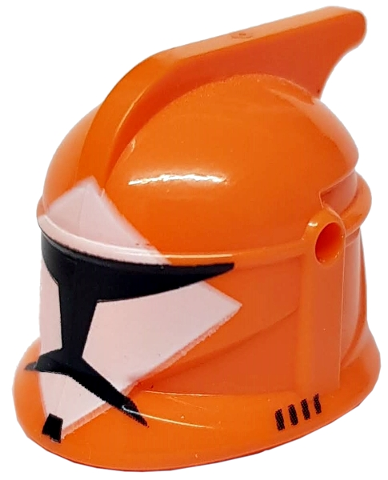 [P 61189pb08 (Orange)] Minifigure, Headgear Helmet SW Clone Trooper with Holes, Bomb Squad Trooper Pattern