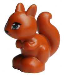 Squirrel, Friends / Elves with Black, Green and White Eyes and Black Eyelashes, Nose and Mouth Pattern