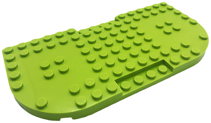 Brick, Modified 8 x 16 x 2/3 with 1 x 4 Indentations and 2 Rounded Corners