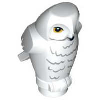 Owl, Angular Features with Black Beak, Yellow Eyes and Light Bluish Gray Rippled Chest Feathers Pattern (HP Hedwig)