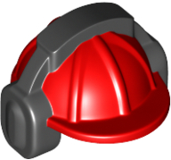 Minifigure, Headgear Helmet Construction with Black Ear Protector / Headphones Pattern