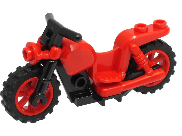 Motorcycle Chopper with Black Frame, Red Wheels and Black Handlebars