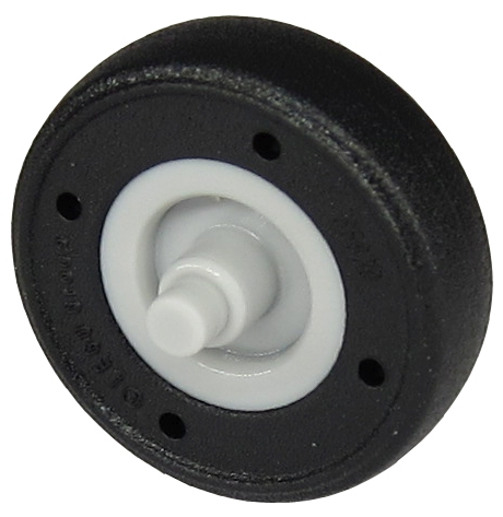 Wheel Small with Stub Axles and Fixed Black Tire 14mm D. x 4mm Smooth