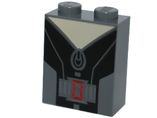 Brick 1 x 2 x 2 with Inside Stud Holder with Black and Gray Jacket Pattern