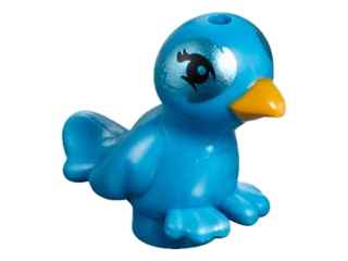 Bird, Friends / Elves with Bright Light Orange Beak and Metallic Light Blue Feathers Around Black Eyes Pattern (Cleo)