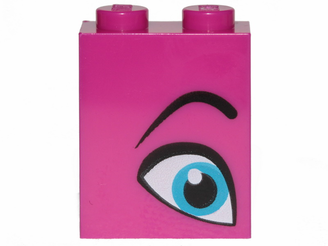 Brick 1 x 2 x 2 with Inside Stud Holder with Medium Azure Eye and Black Eyebrow Pattern Model Right Side (Queen Watevra Wa'Nabi)