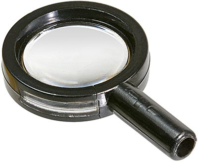 Minifigure, Utensil Magnifying Glass Thin Frame and Hollow Handle with Trans-Clear Lens