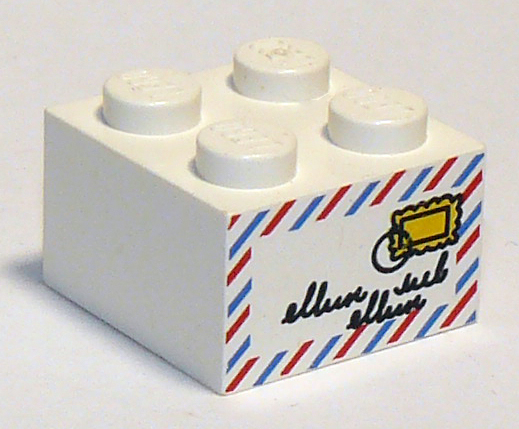Brick 2 x 2 with Mail Envelope Pattern