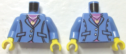 Torso Suit Jacket, Two Buttons, Pink Top, Necklace Pattern / Medium Blue Arms / Yellow Hands
