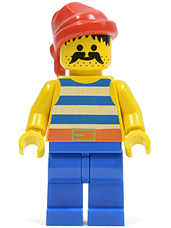 Pirate Blue / White Stripes Shirt, Blue Legs, Red Bandana