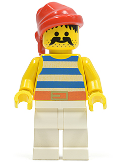 Pirate Blue / White Stripes Shirt, White Legs, Red Bandana