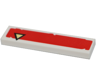 Tile 1 x 4 with Bright Light Yellow Triangle with Black Outline Offset on Red Rectangle Pattern (BrickHeadz The Joker Mouth)