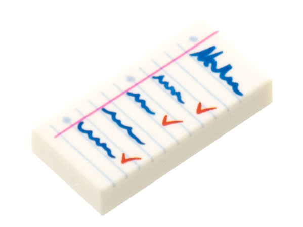 Tile 1 x 2 with Notepad with Blue List and Red Check Marks Pattern