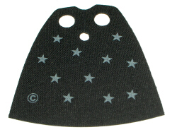 Minifigure Cape Cloth, Standard - Starched Fabric - 4.0cm Height with Light Gray Stars and Copyright Symbol Pattern