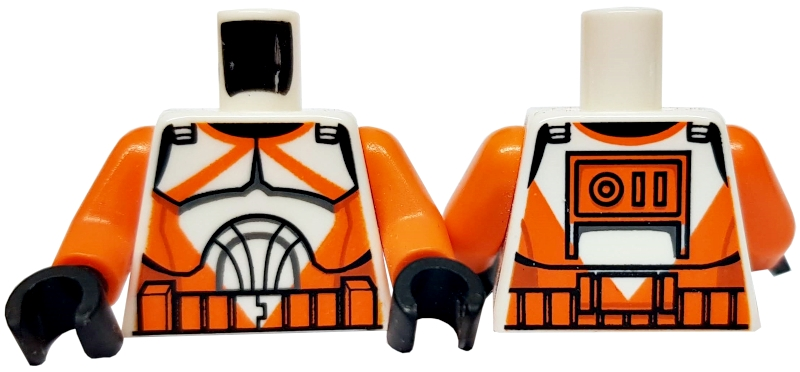 Torso SW Armor Clone Trooper with Orange Markings Pattern (Clone Wars) / Orange Arms / Black Hands