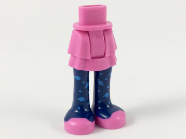 Mini Doll Hips and Skirt Layered, Dark Blue Leggings with Dark Azure Planets, Dark Pink Shoes Pattern - Thick Hinge