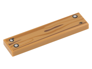 Tile 1 x 4 with Wood Grain and 3 Silver Nails Pattern