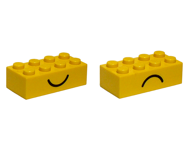Brick 2 x 4 with Smile and Frown Pattern on Opposite Sides