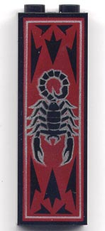 Brick 1 x 2 x 5 with Scorpion on Dark Red Background Pattern
