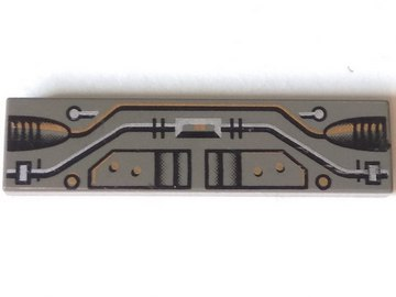 Tile 1 x 4 with SW Black, Copper, and Silver Circuitry Pattern