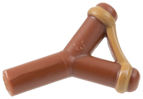 Minifigure, Weapon Slingshot with Medium Nougat Band Pattern