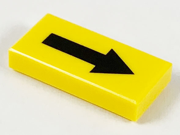 Tile 1 x 2 with Black Arrow Long Pattern