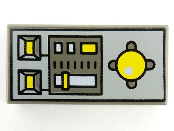 Tile 1 x 2 with Vehicle Control Panel Pattern