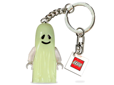 Minifigure Ghost Key Chain with 2 x 2 Square Lego Logo Tile