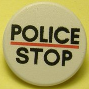 Road Sign 2 x 2 Round with Clip with Black 'POLICE' and 'STOP', Red Line Pattern